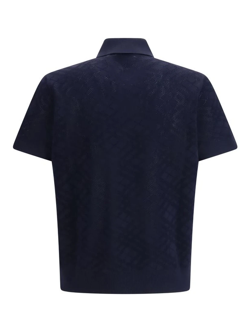 Blue Wool Polo Shirt