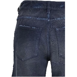 Blue Cotton Flared Jeans