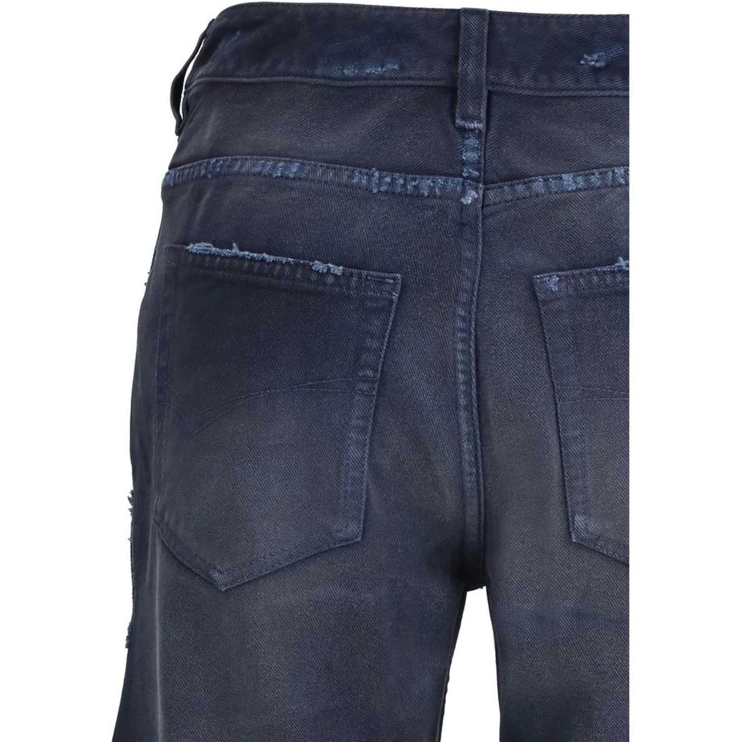 Blue Cotton Flared Jeans