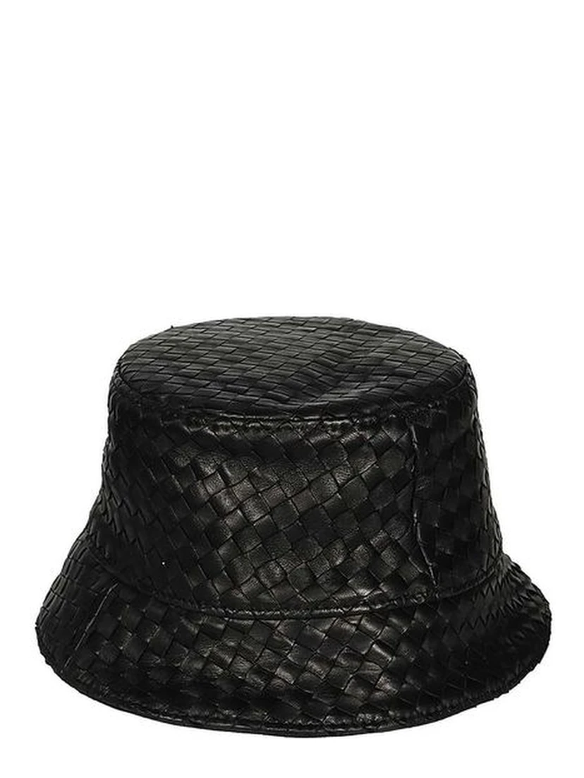 Black Lamb Leather Bucket Hat