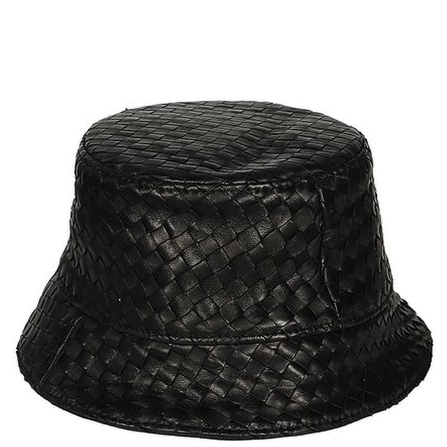 Black Lamb Leather Bucket Hat