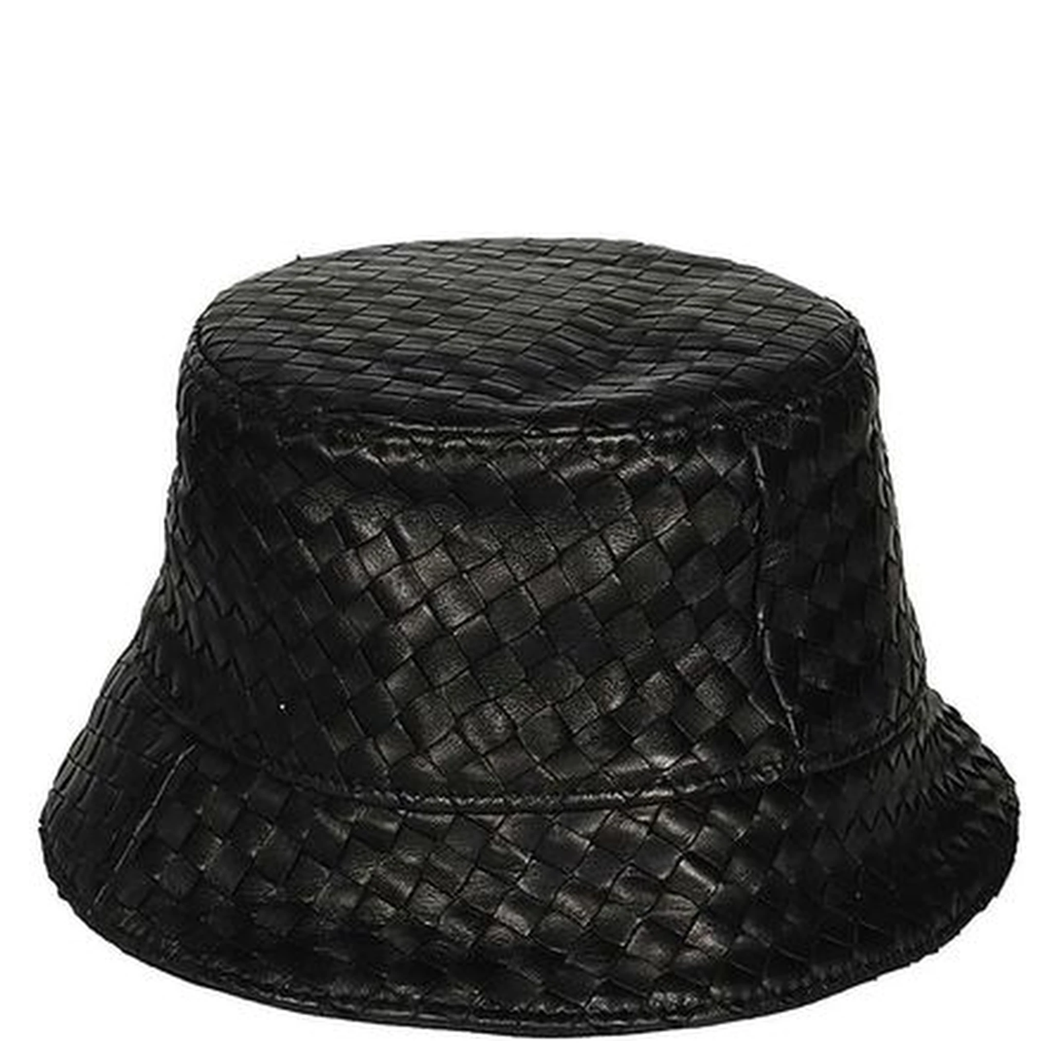 Black Lamb Leather Bucket Hat
