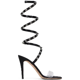 Black Lamb Leather Stiletto Heel Sandals