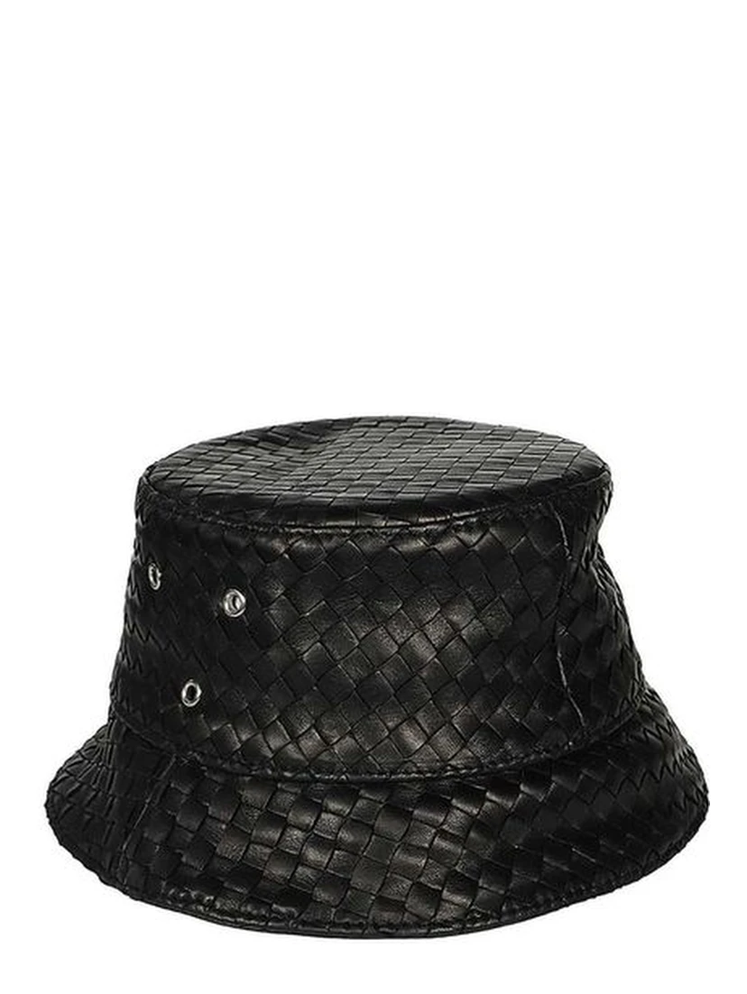 Black Lamb Leather Bucket Hat