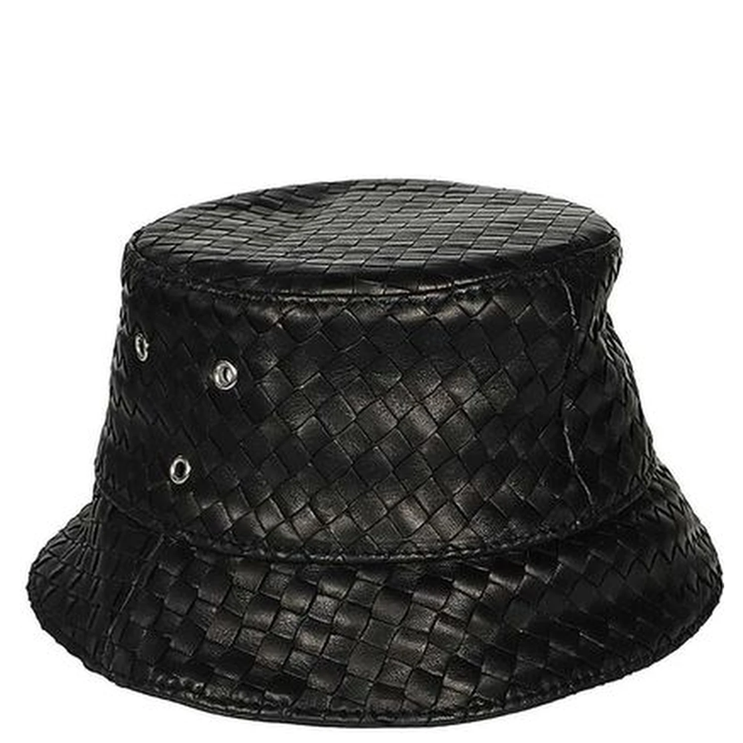 Black Lamb Leather Bucket Hat