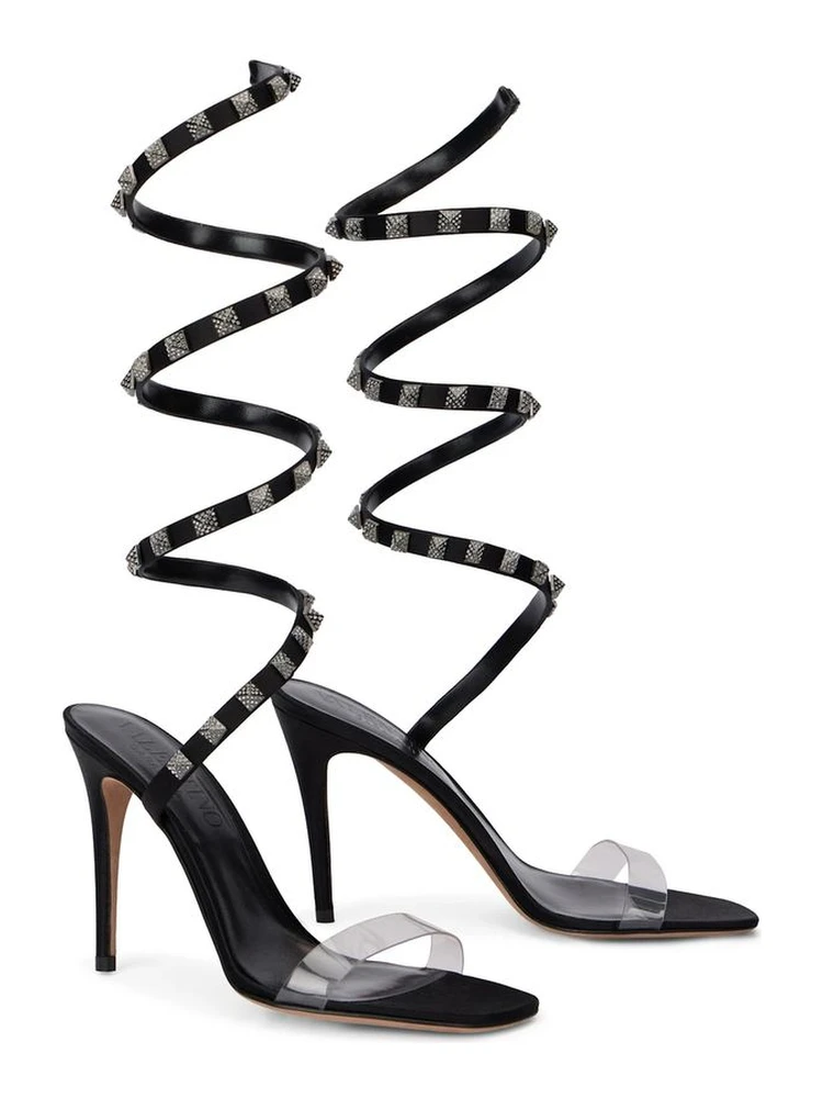 Black Lamb Leather Stiletto Heel Sandals alternative