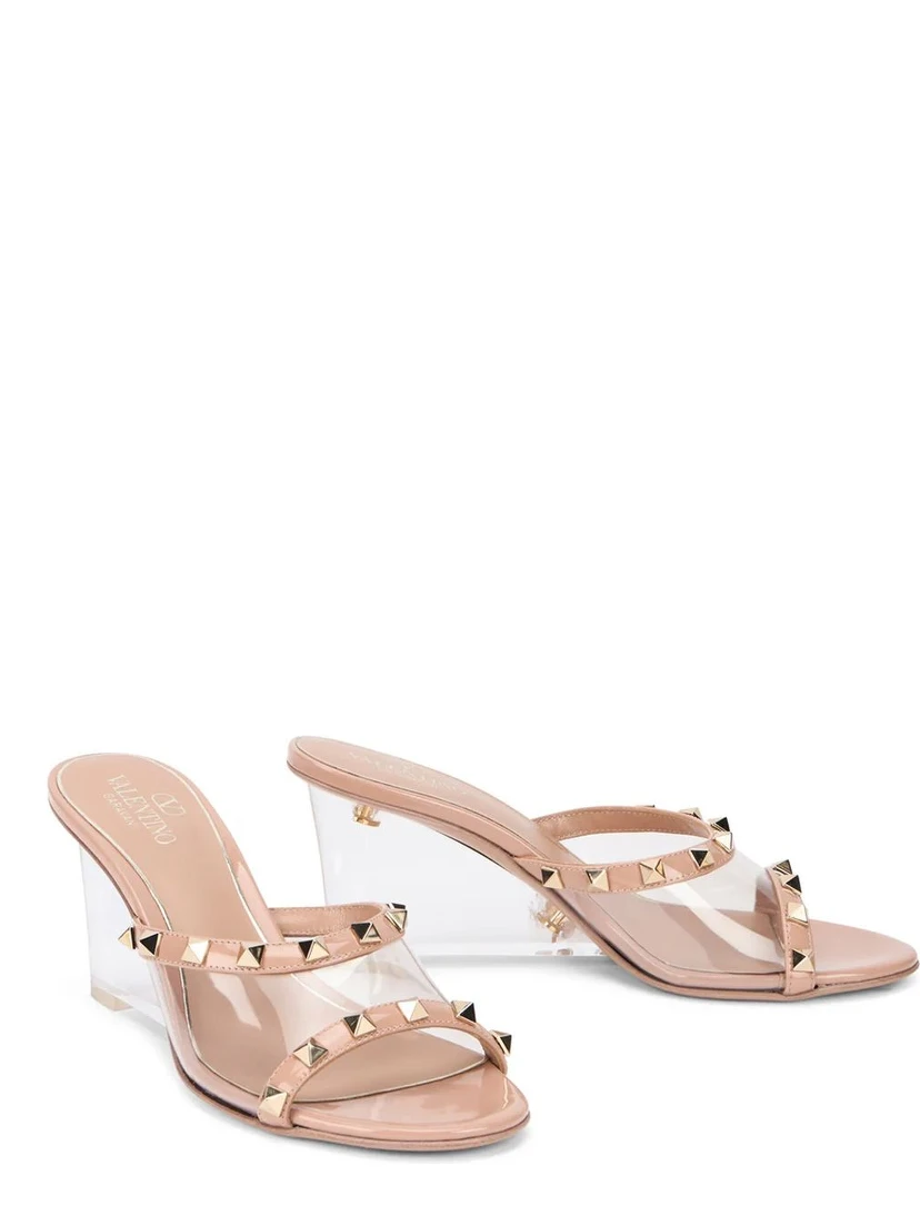 Beige Leather Mules