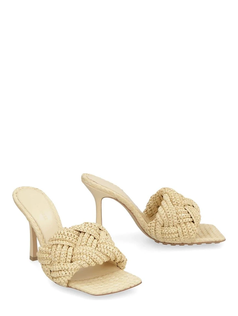 Beige Raffia Mules