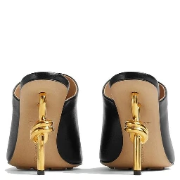 Black Lamb Leather Mules