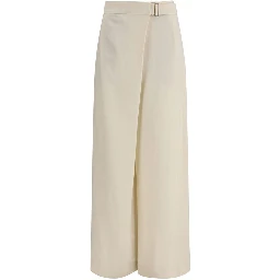 Cream Viscose Casual Pants