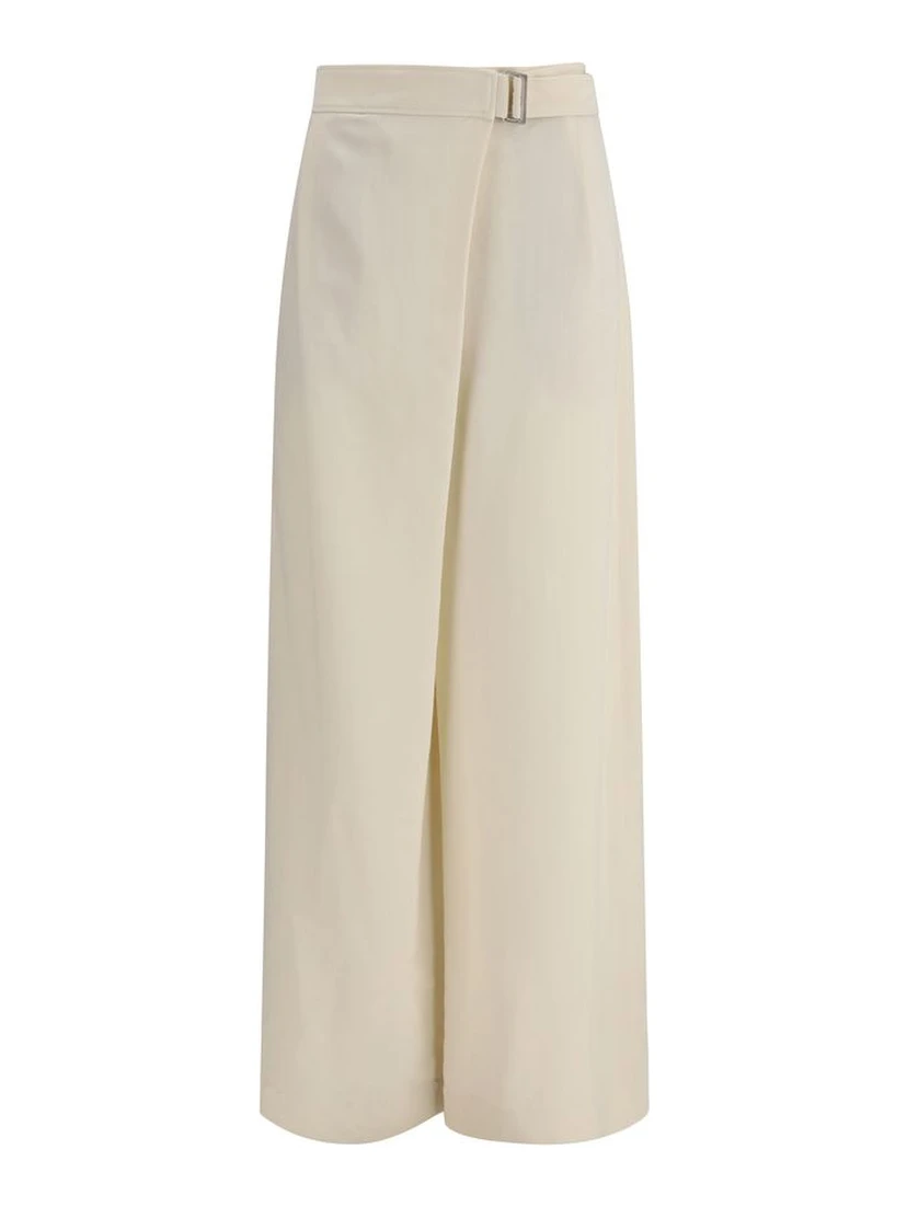 Cream Viscose Casual Pants