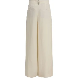 Cream Viscose Casual Pants