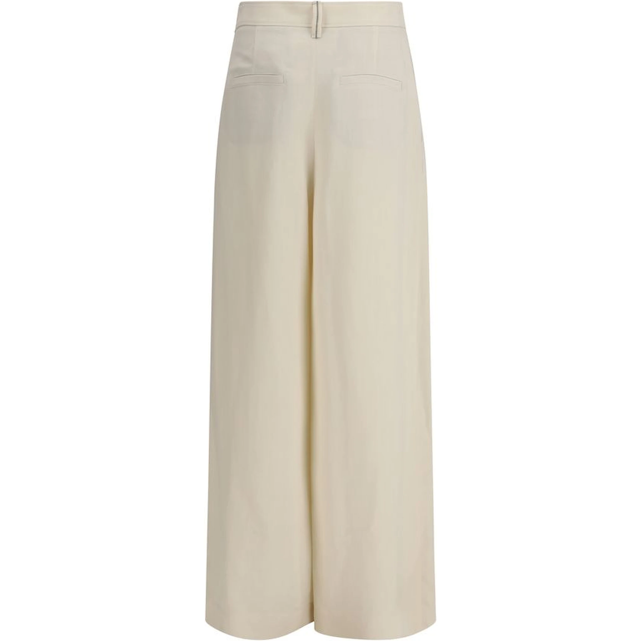Cream Viscose Casual Pants