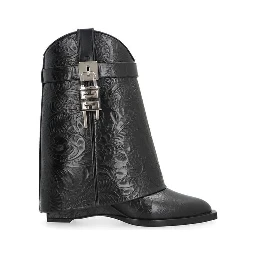 Black Calfskin Lace-Up Boots