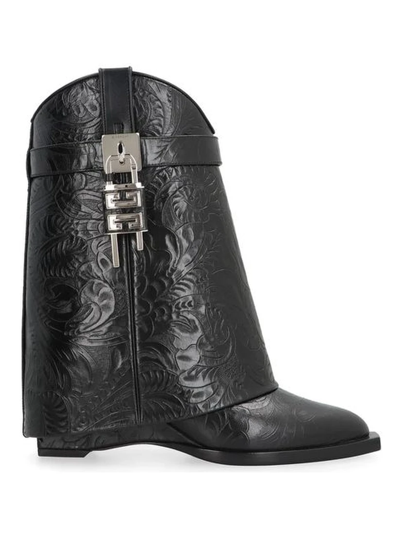 Black Calfskin Lace-Up Boots