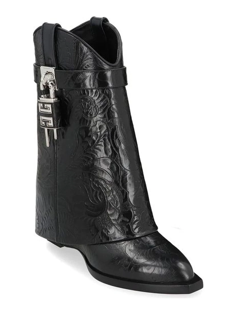 Black Calfskin Lace-Up Boots