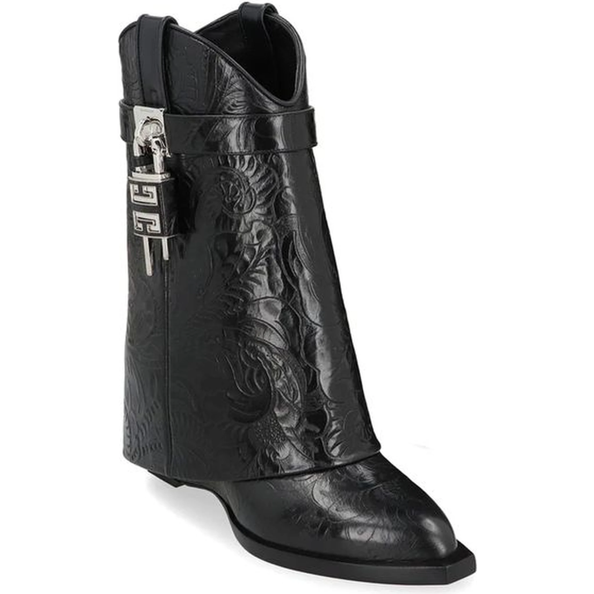 Black Calfskin Lace-Up Boots