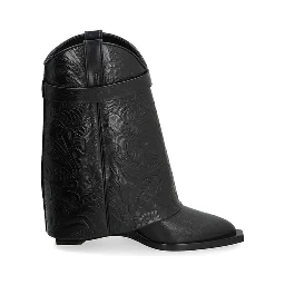 Black Calfskin Lace-Up Boots