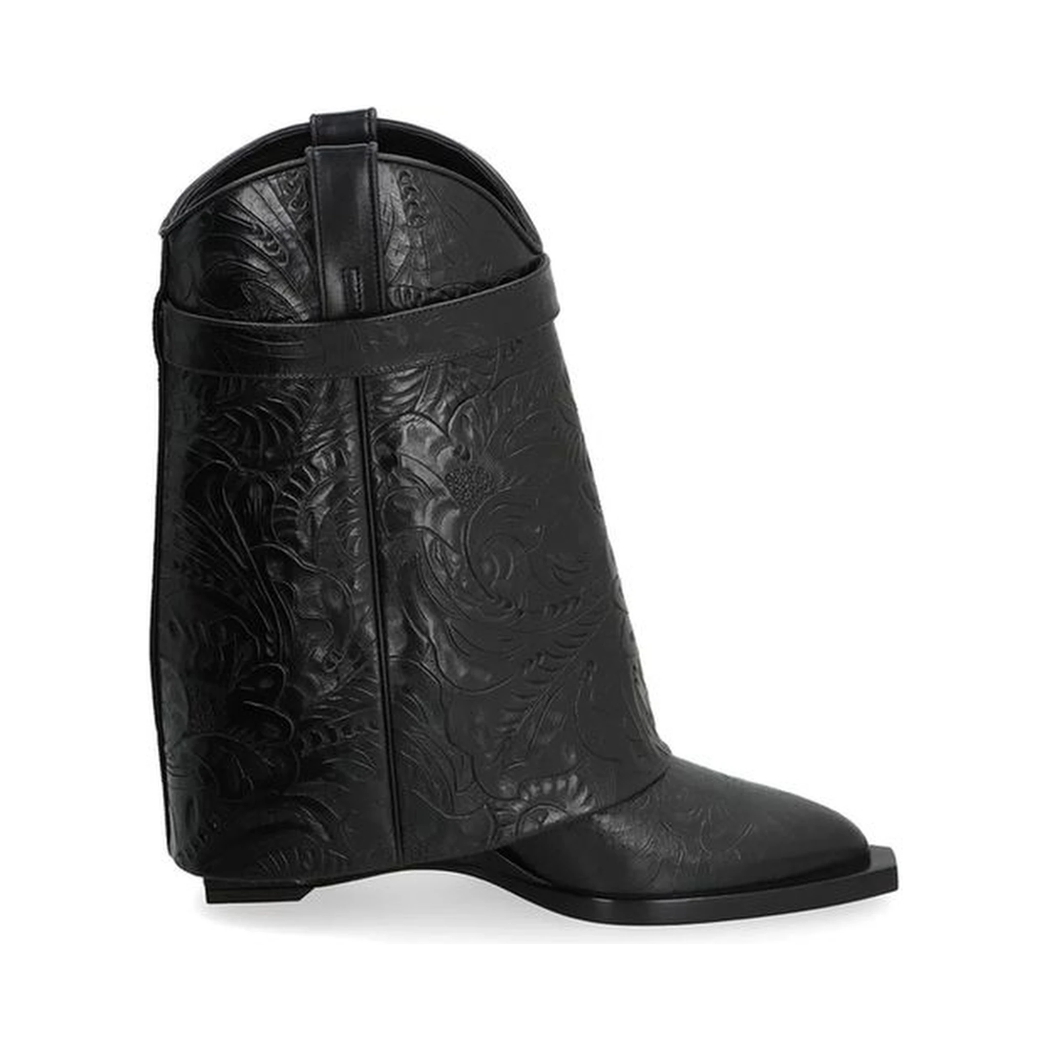 Black Calfskin Lace-Up Boots