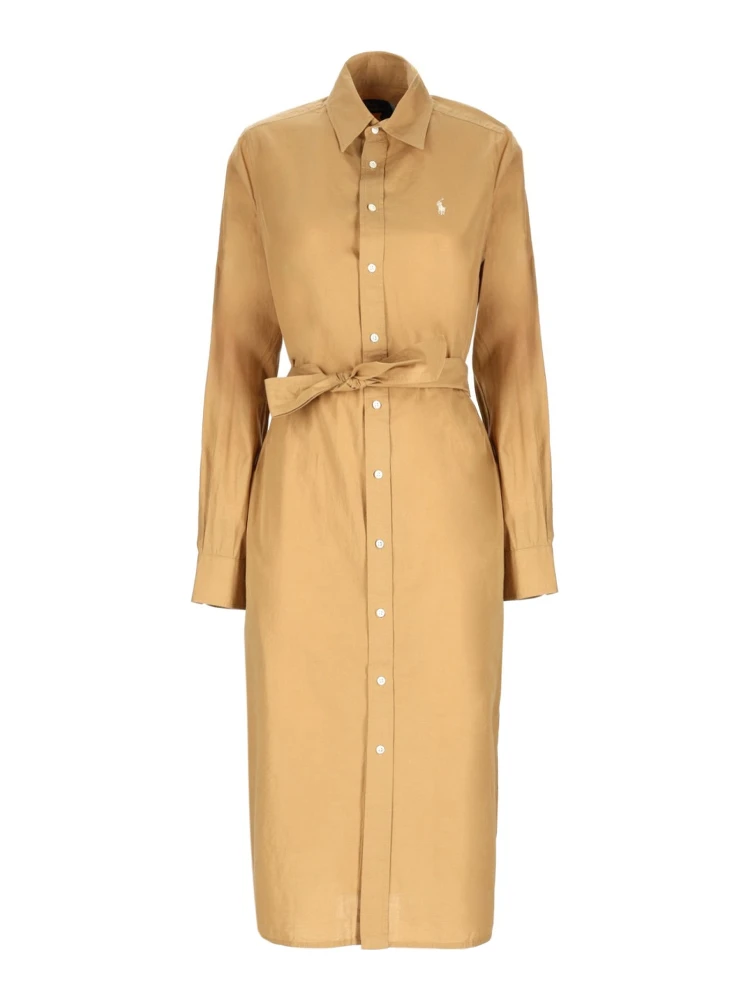 COTTON AND LINEN MIDI DRESS