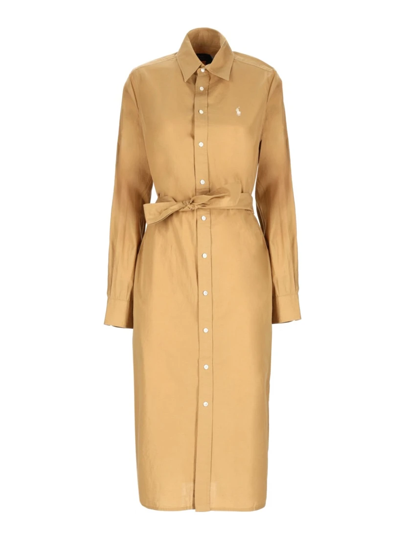 COTTON AND LINEN MIDI DRESS