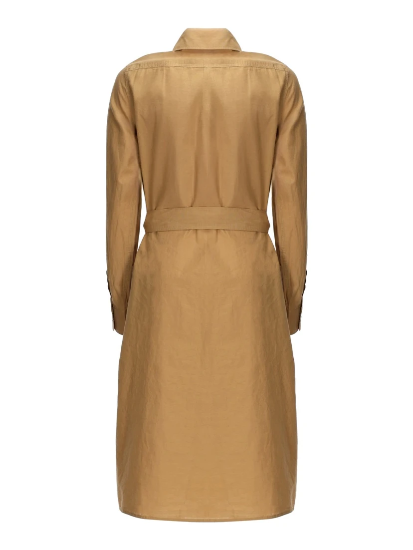 COTTON AND LINEN MIDI DRESS