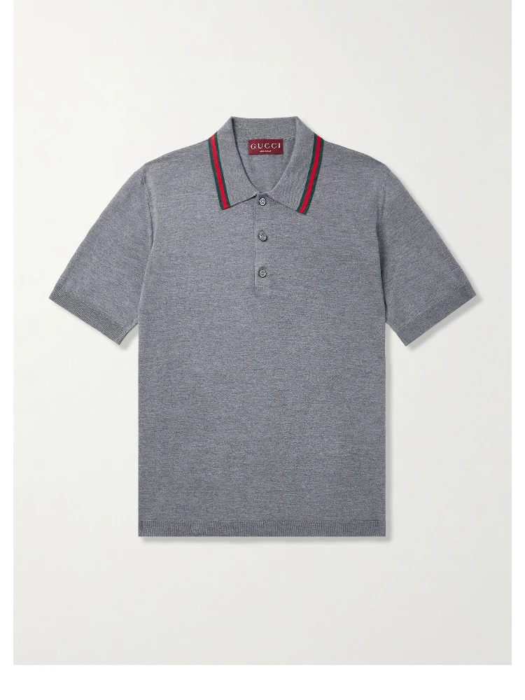 Short sleeves polo shirt in wool