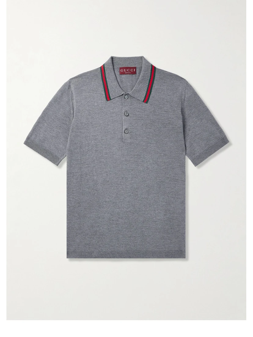 Short sleeves polo shirt in wool