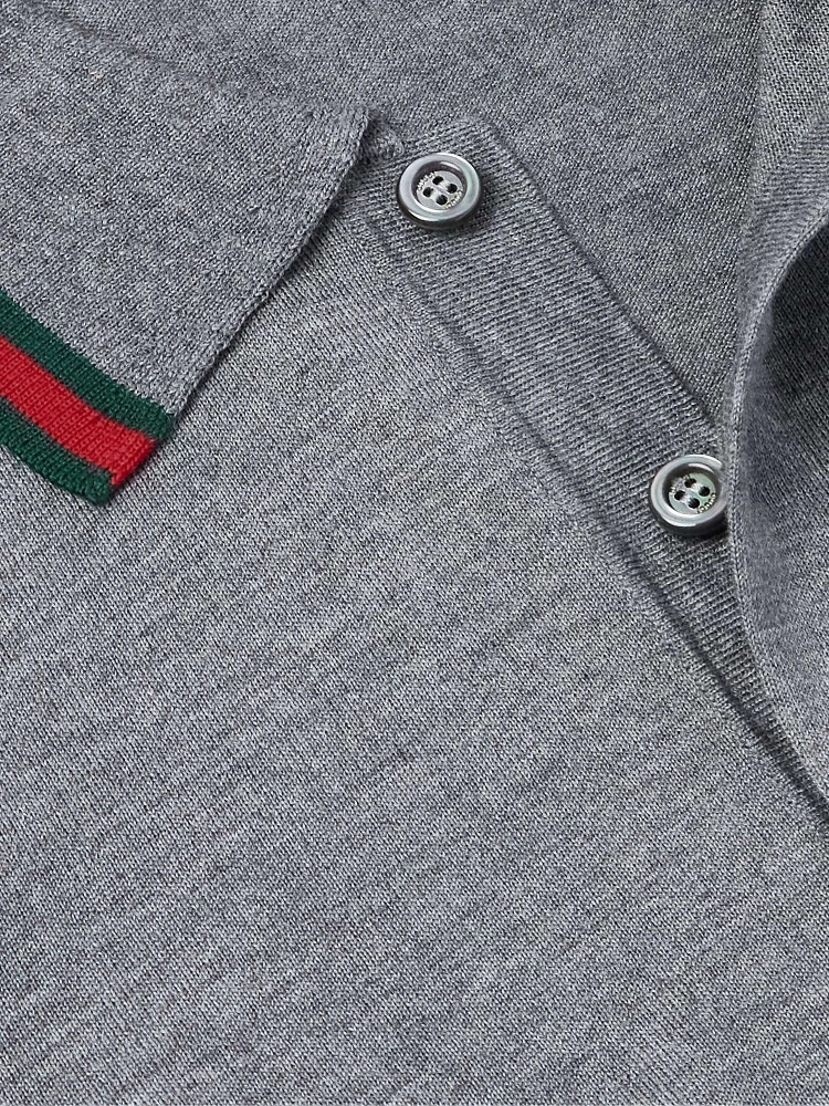 Short sleeves polo shirt in wool alternative