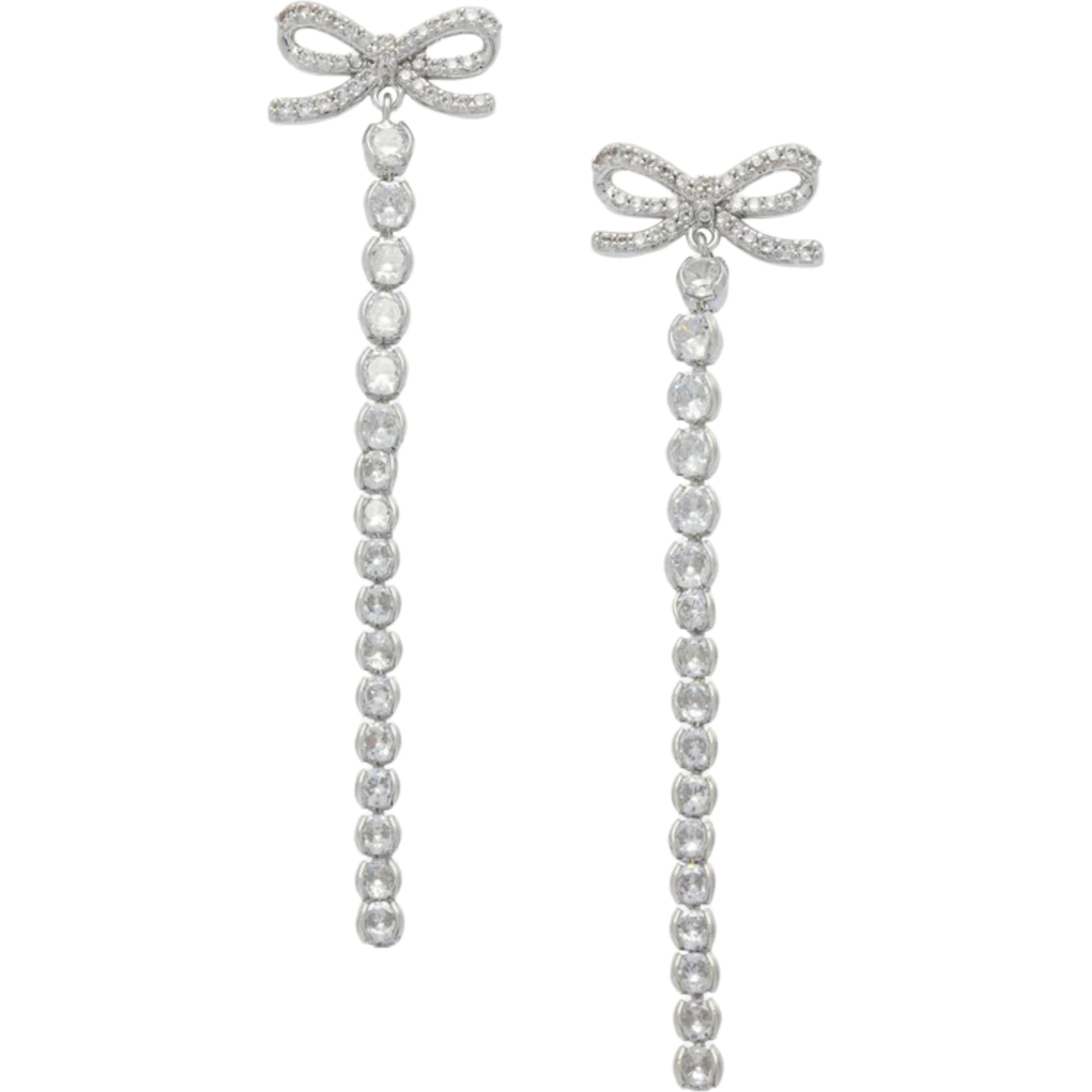 CRYSTAL BOW DROPLET EARRINGS