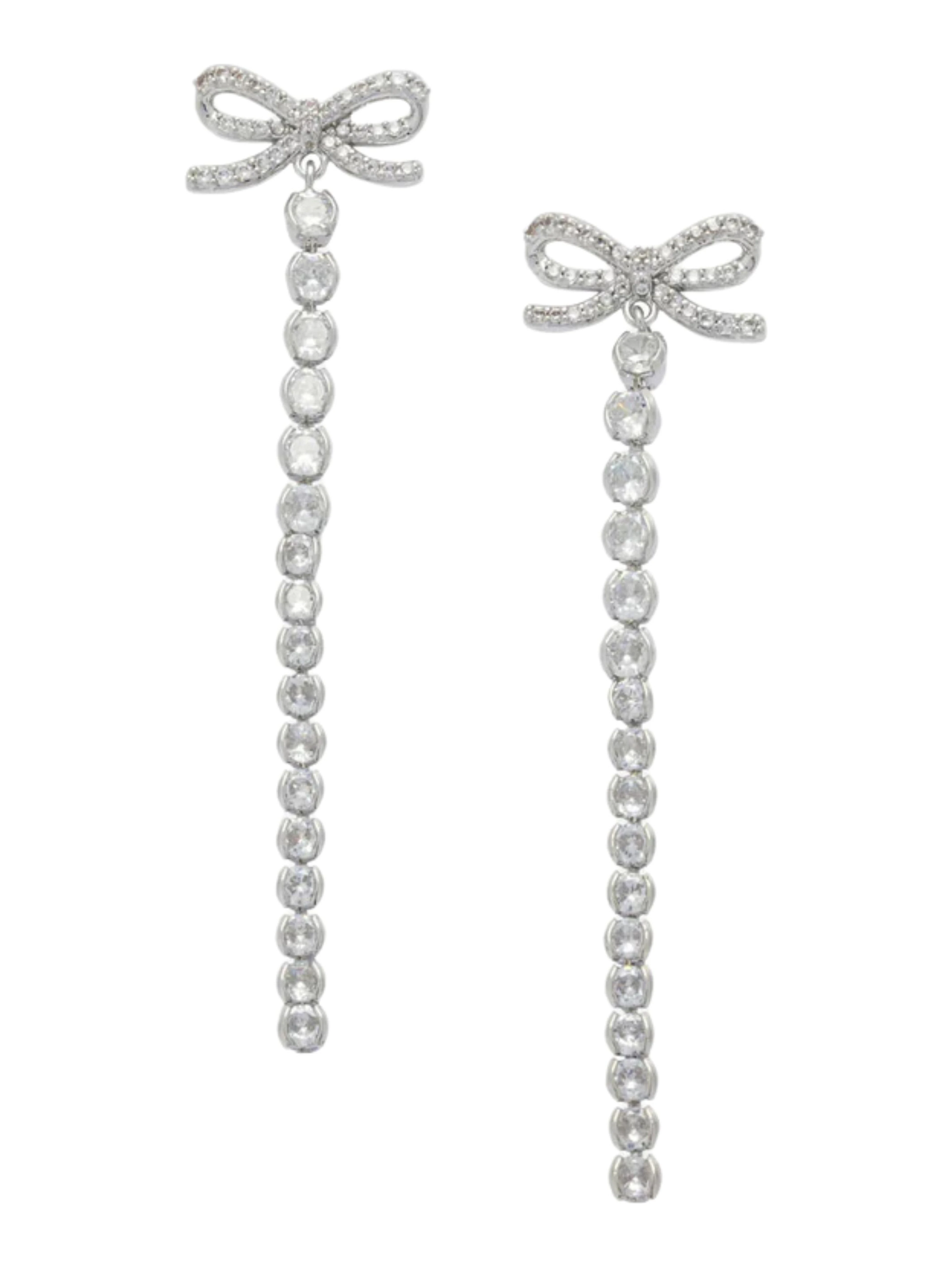 CRYSTAL BOW DROPLET EARRINGS