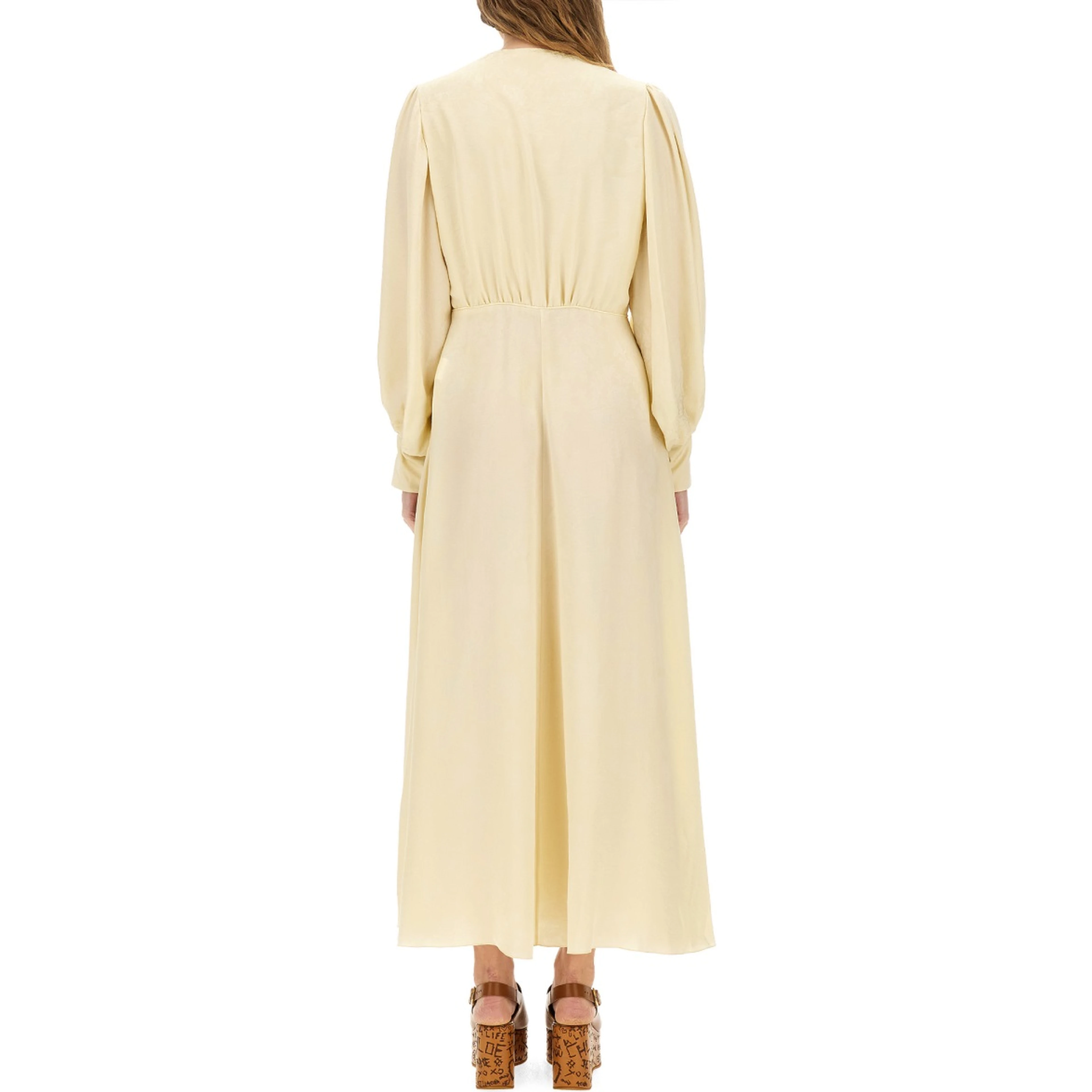 RUCHED SILK DRESS