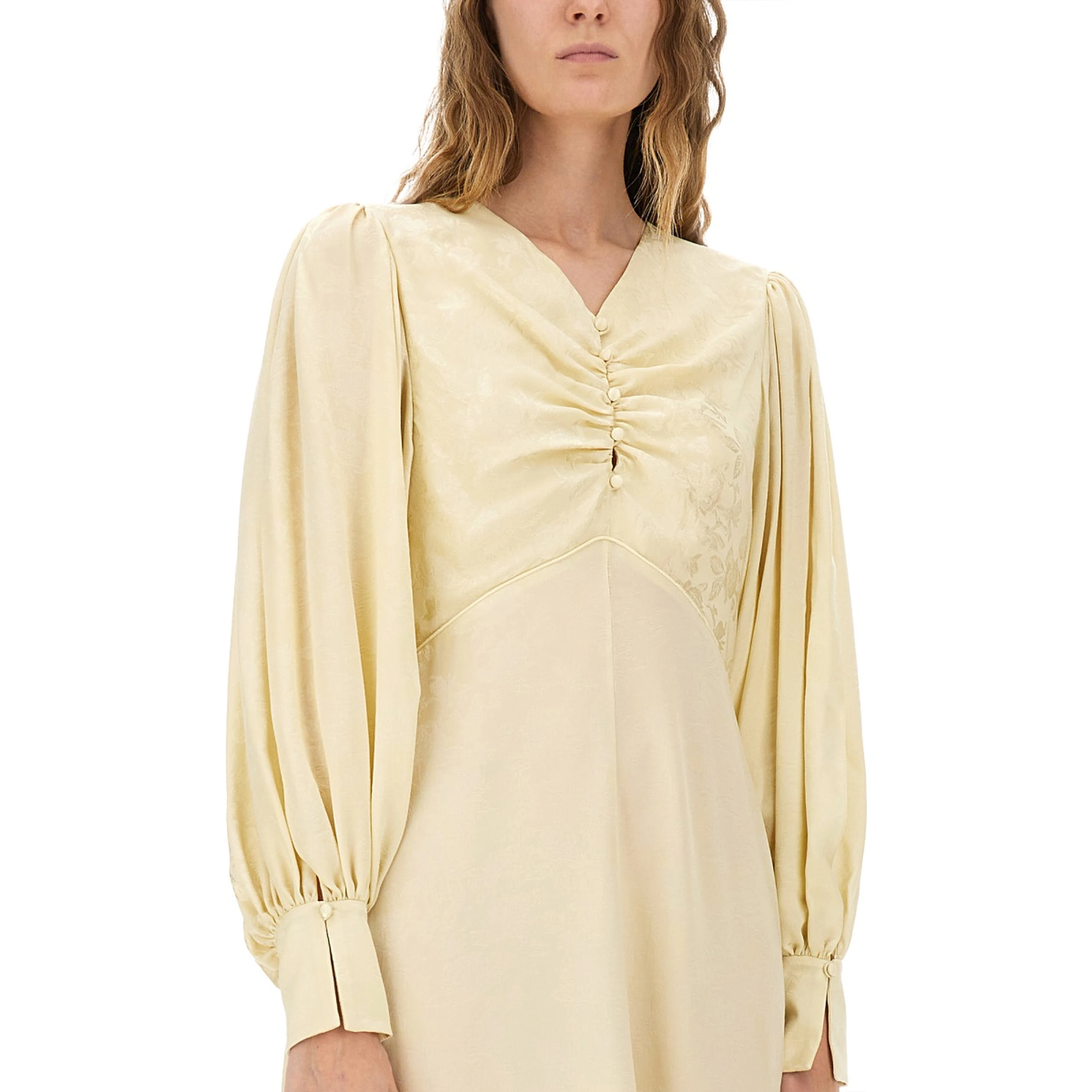 RUCHED SILK DRESS