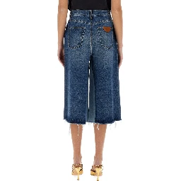 PATCHWORK DENIM BERMUDA SHORTS