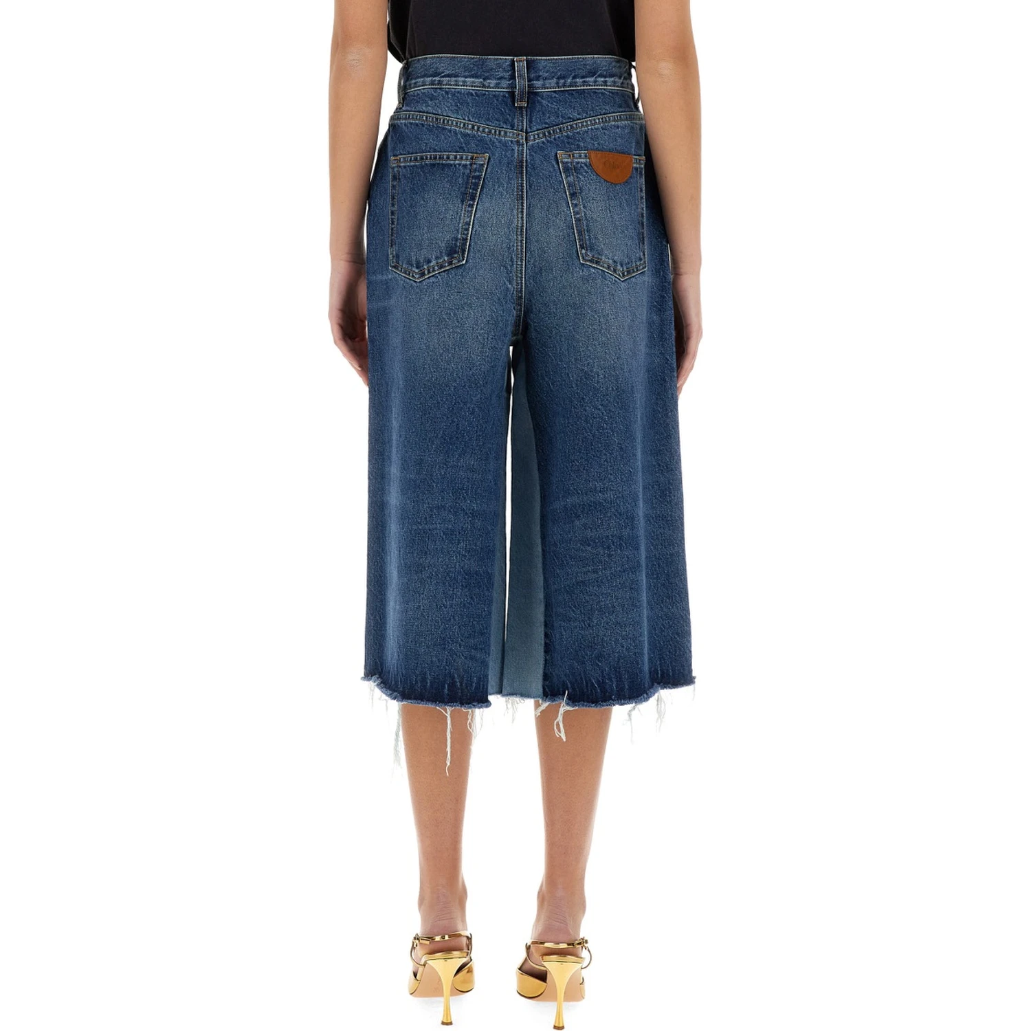 PATCHWORK DENIM BERMUDA SHORTS