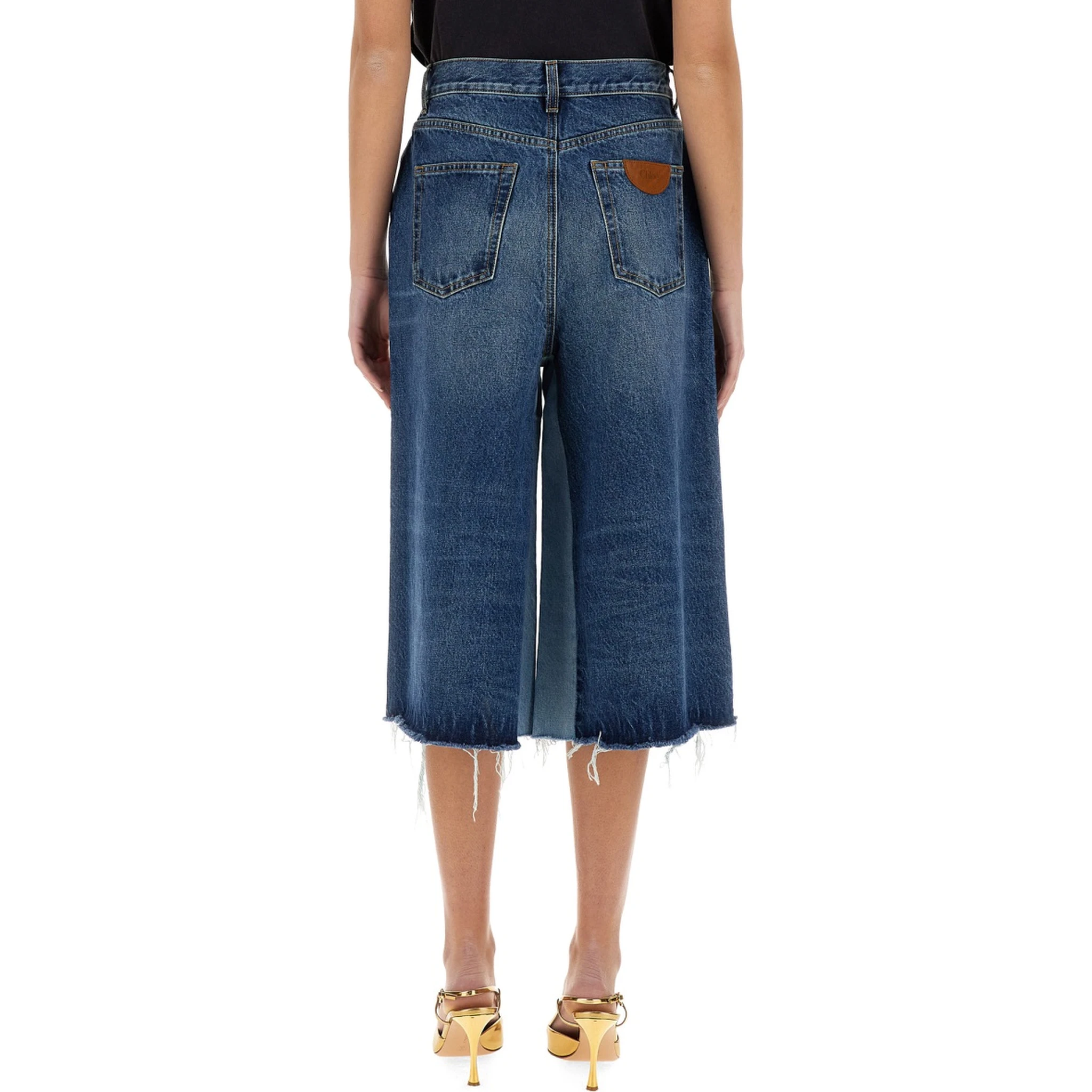 PATCHWORK DENIM BERMUDA SHORTS
