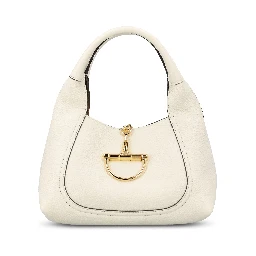Softbit maxi shoulder bag in white grainy leather