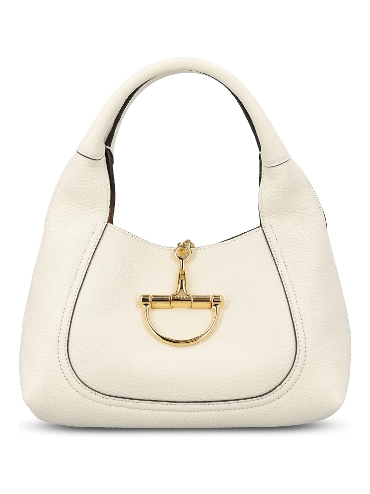 Softbit maxi shoulder bag in white grainy leather