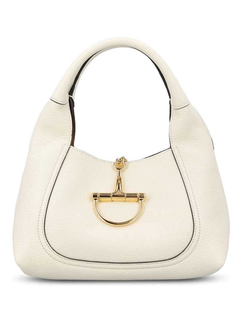 Softbit maxi shoulder bag in white grainy leather
