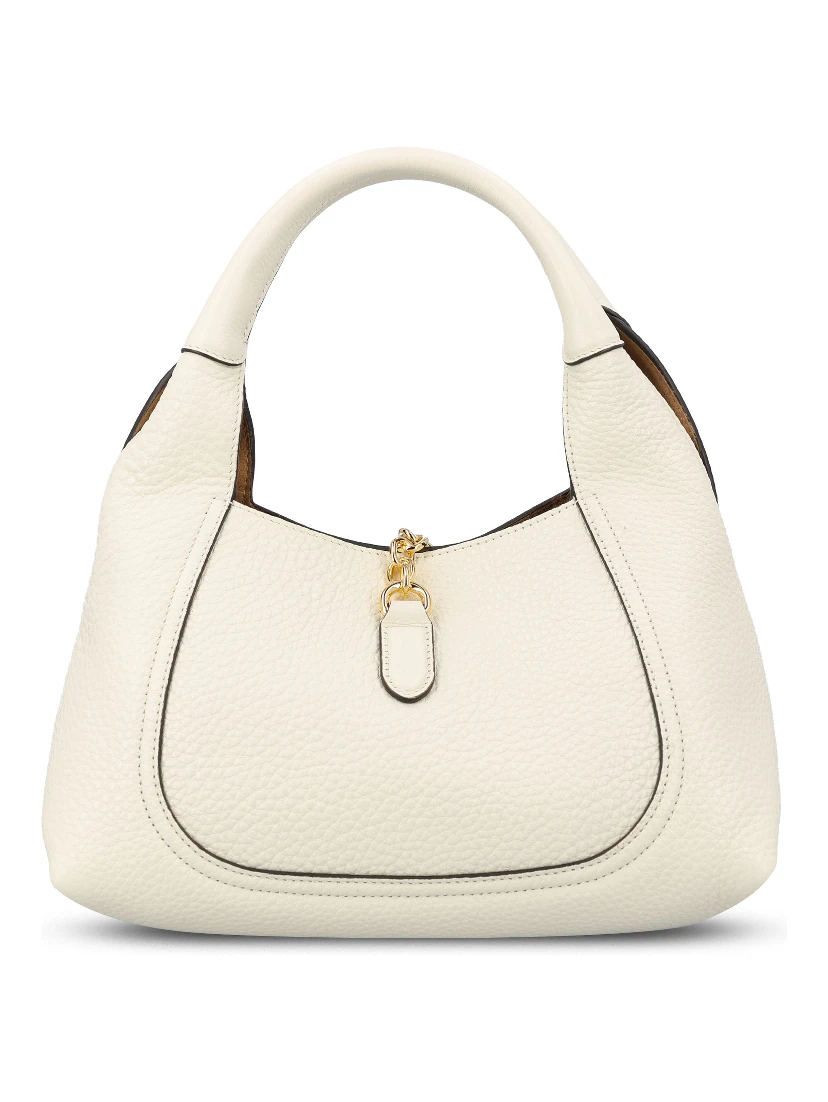 Softbit maxi shoulder bag in white grainy leather