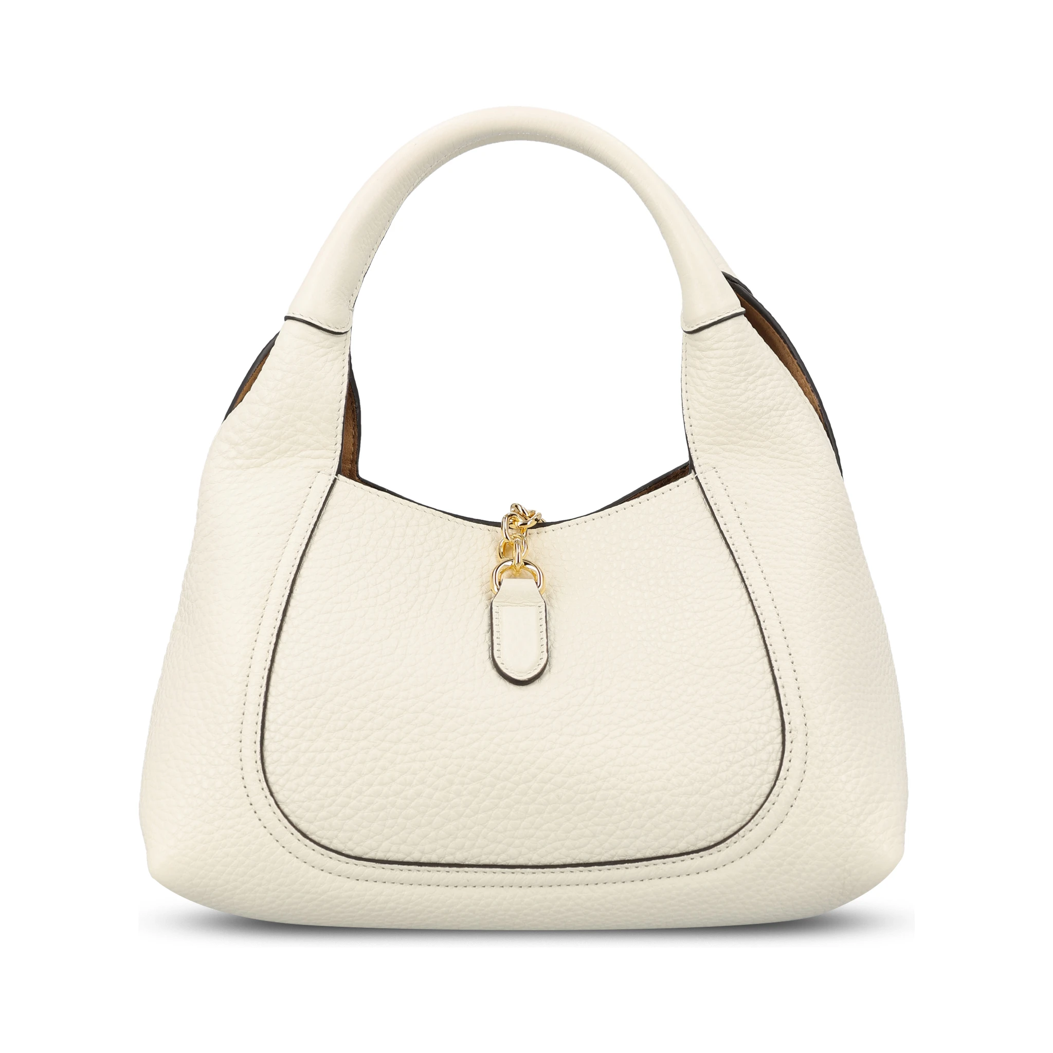 Softbit maxi shoulder bag in white grainy leather