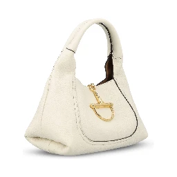 Softbit maxi shoulder bag in white grainy leather