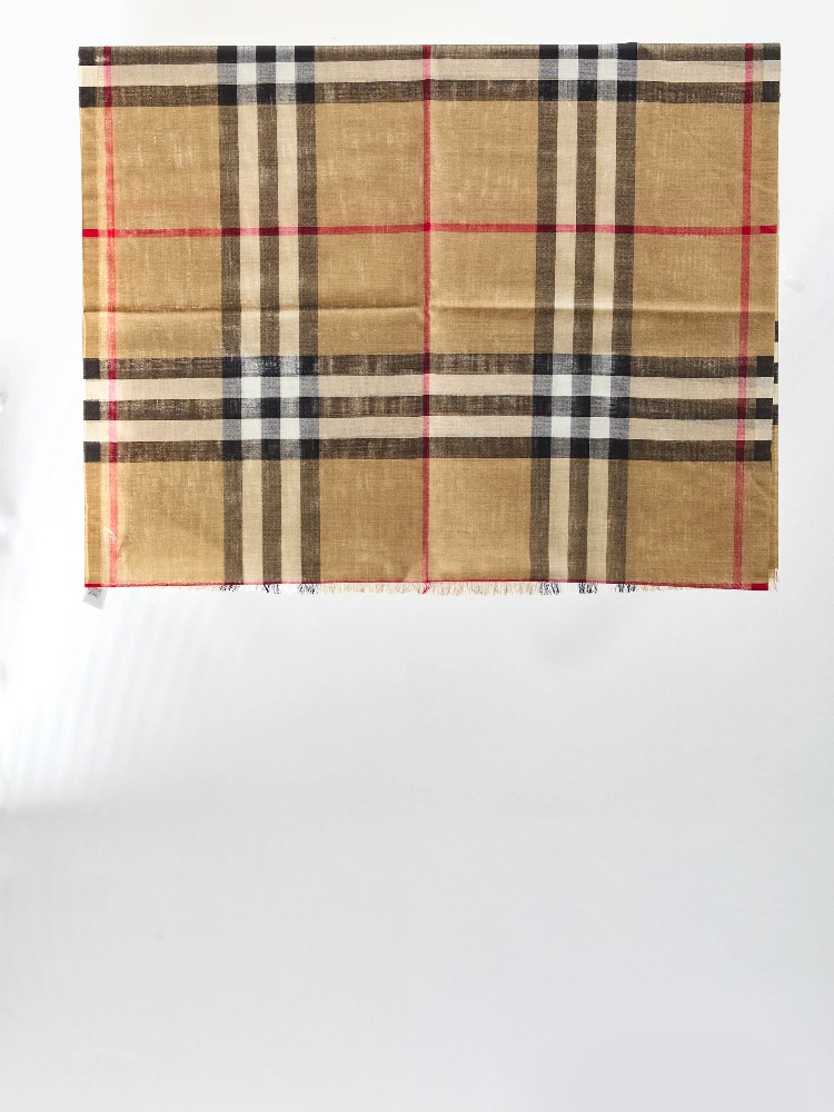 Check wool and silk scarf