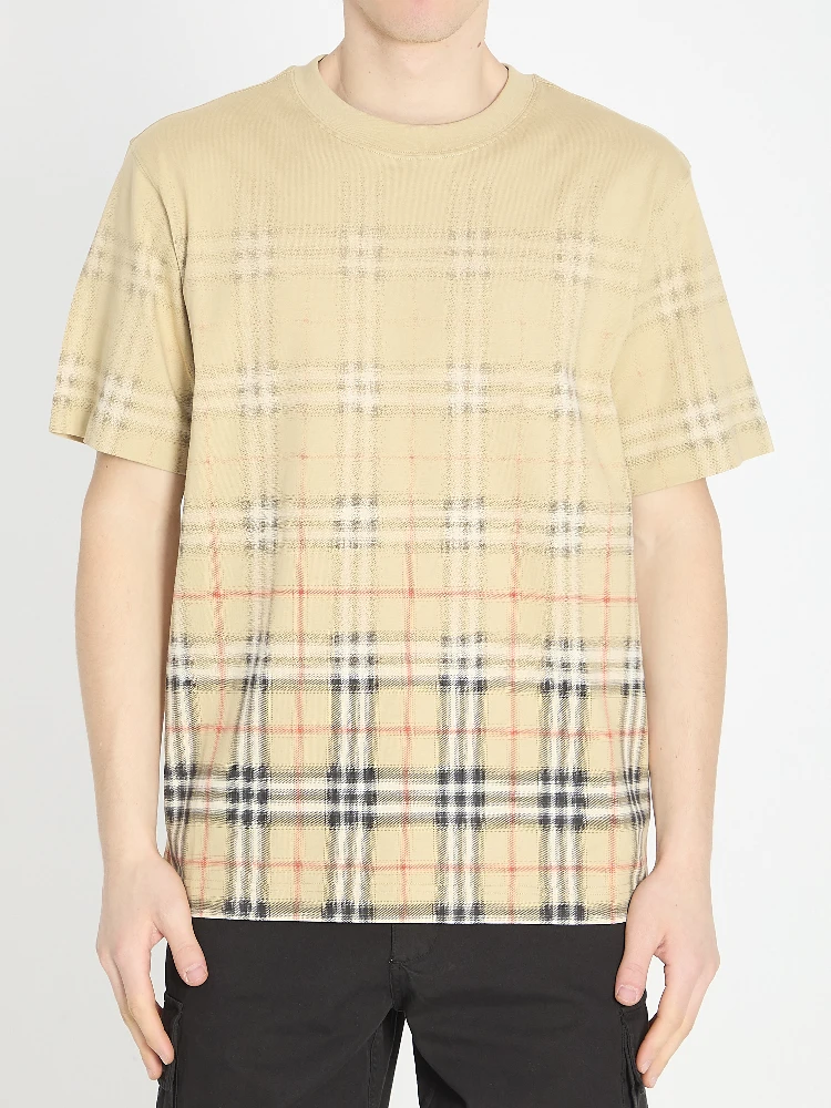 Check fade cotton T-shirt