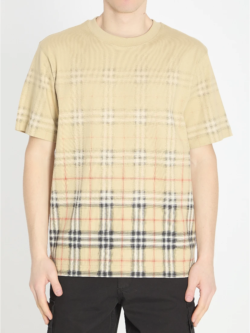 Check fade cotton T-shirt