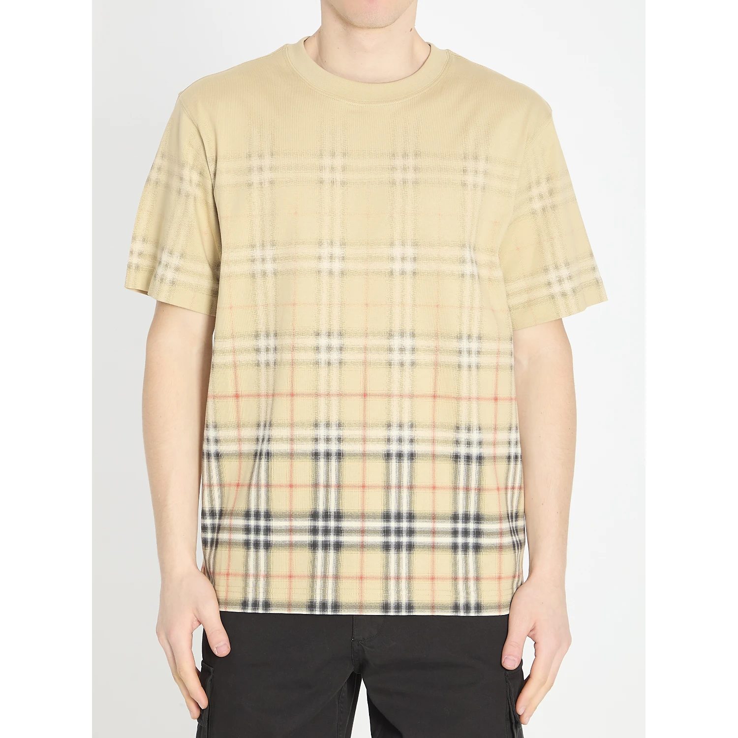 Check fade cotton T-shirt