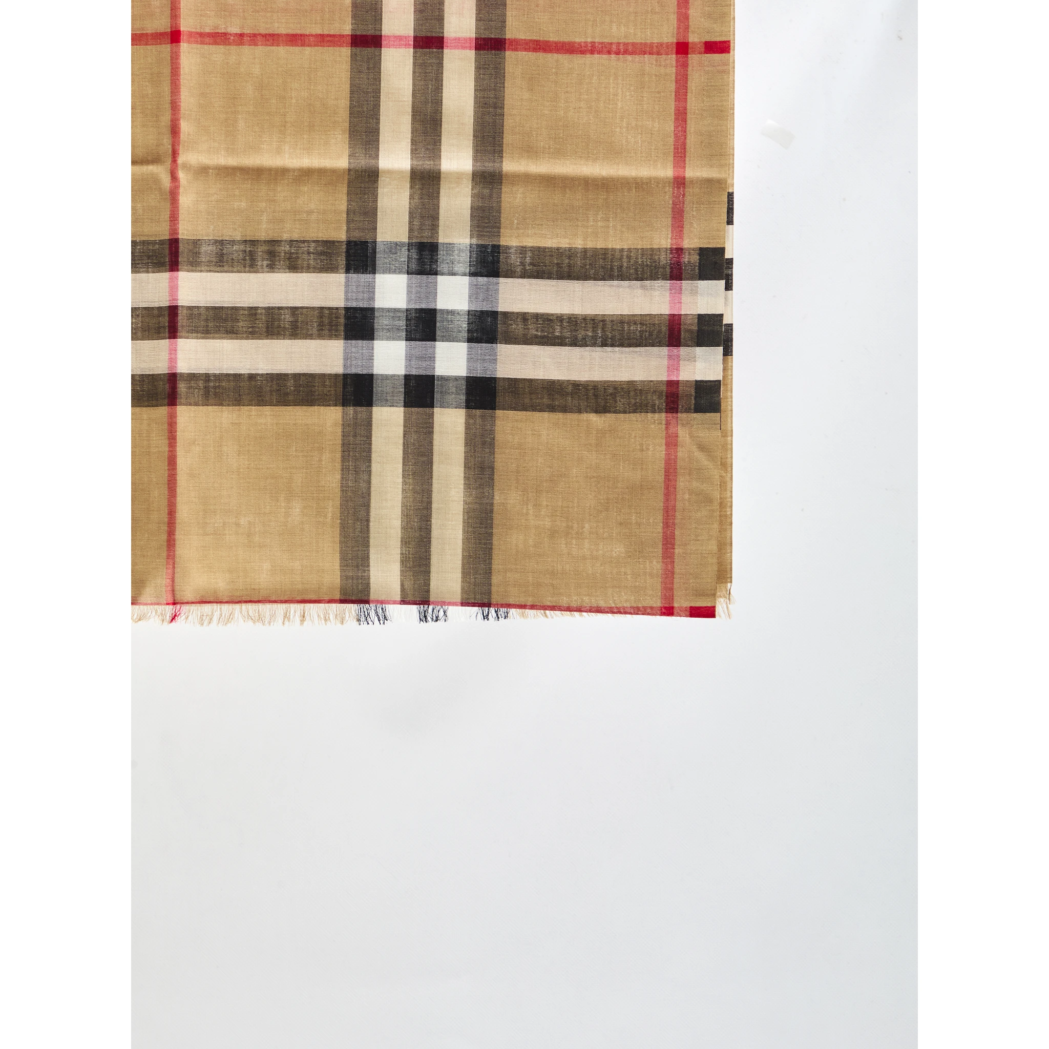 Check wool and silk scarf