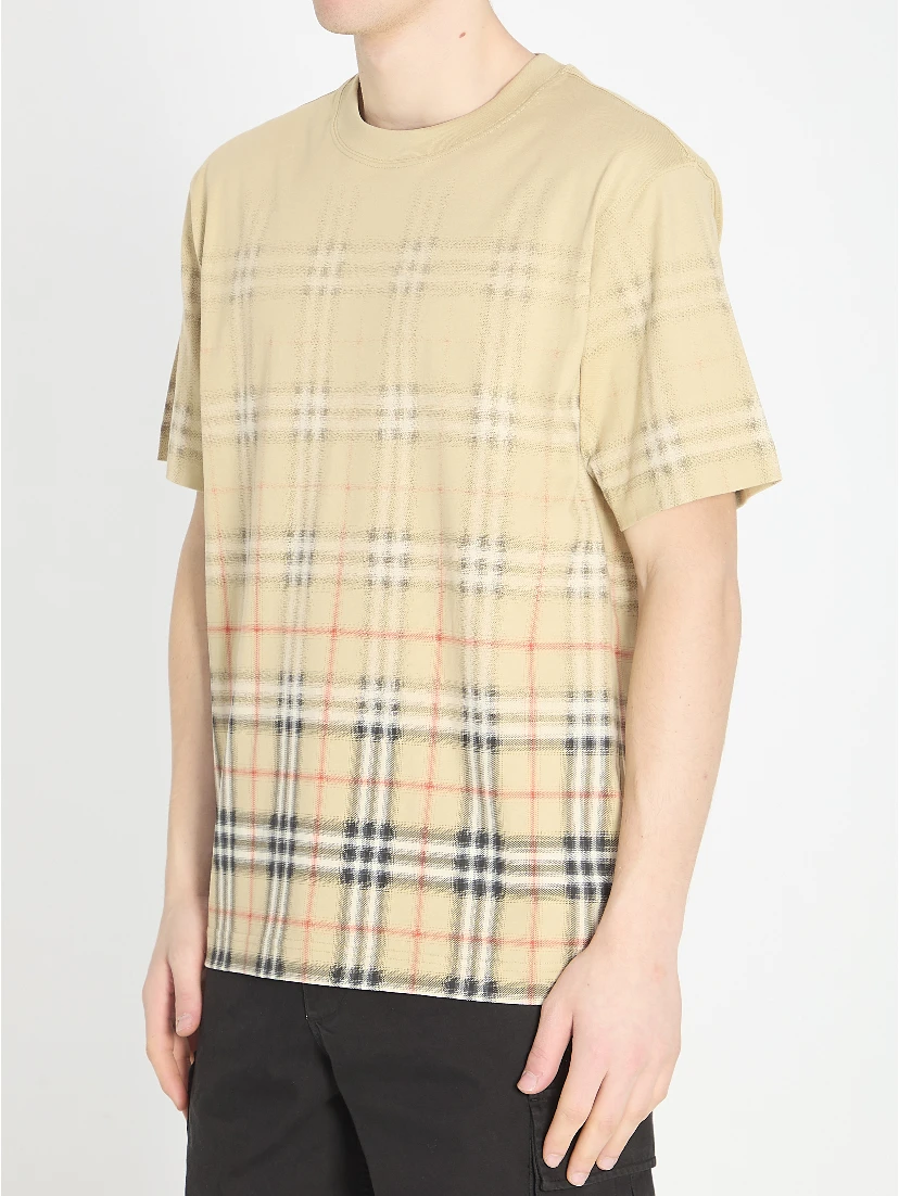 Check fade cotton T-shirt
