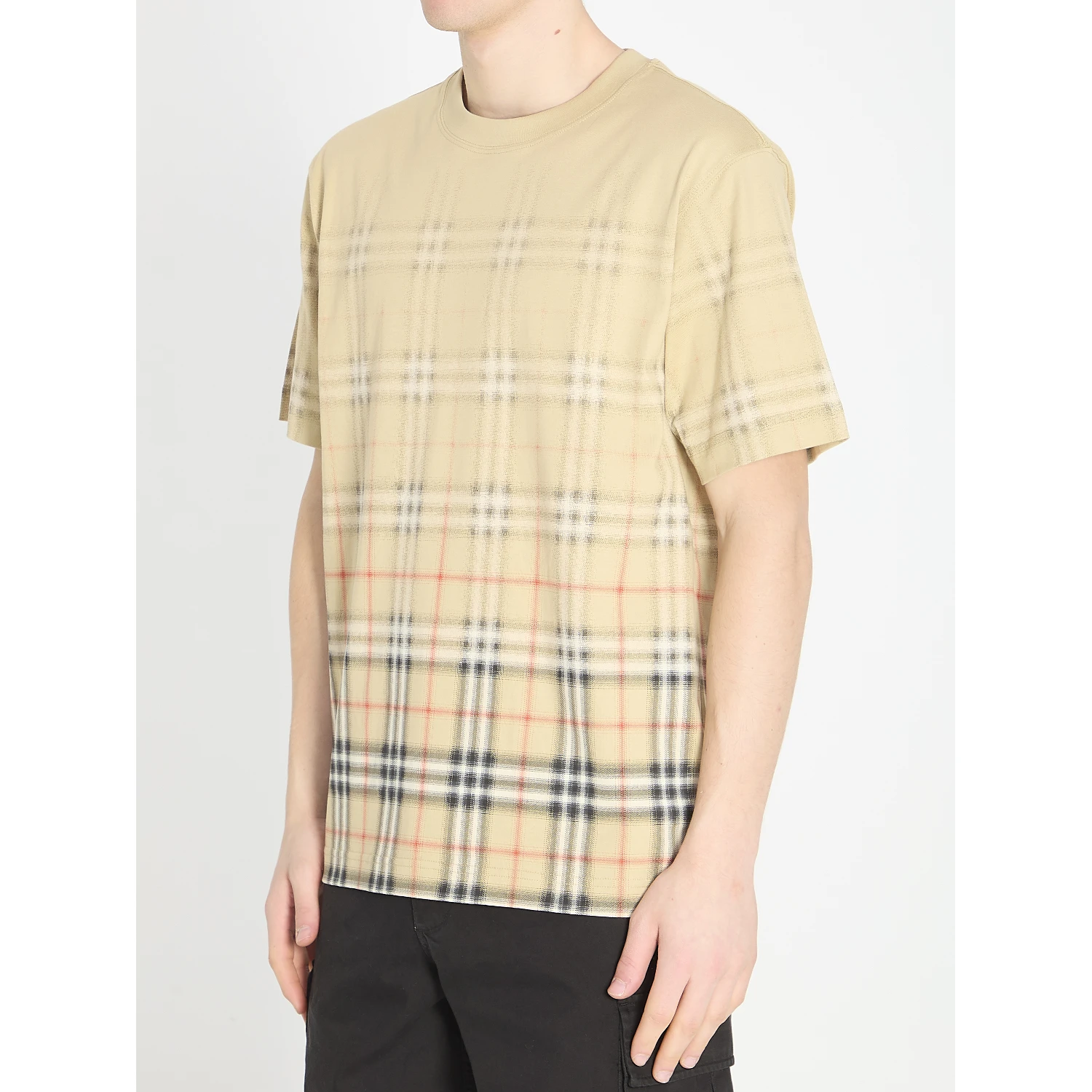Check fade cotton T-shirt