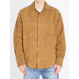 Buttoned overshirt in suede